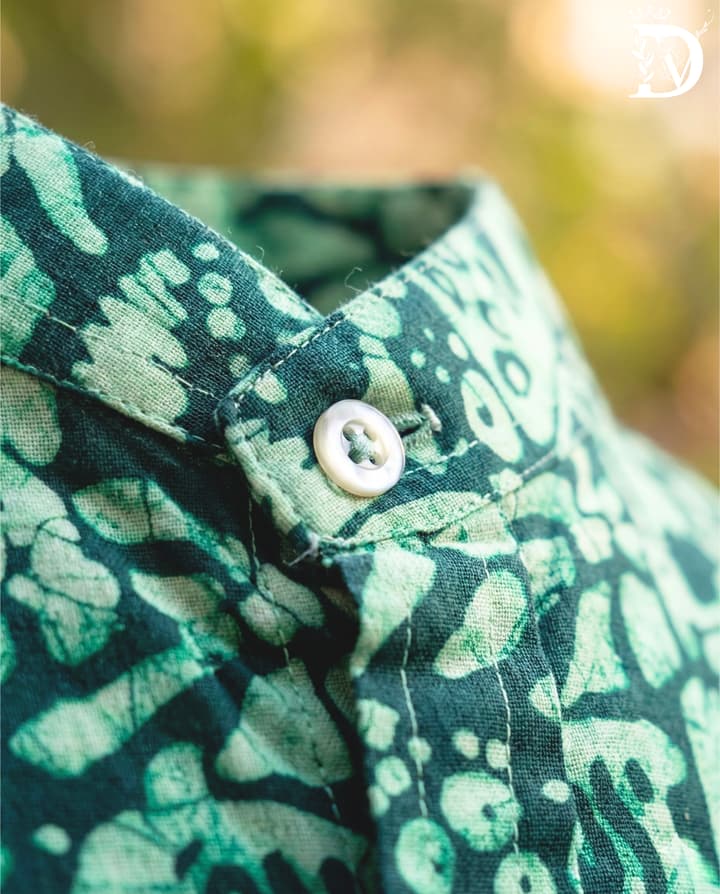 Tribal Motif Print Shirt - Deep Turquoise - CP